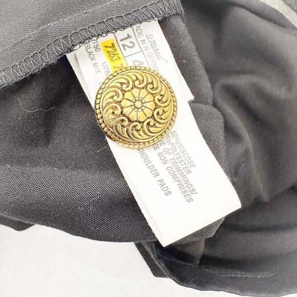St. Michael Lightweight Black Gold Button Down Jacket Blazer Size 12 - Picture 4 of 7